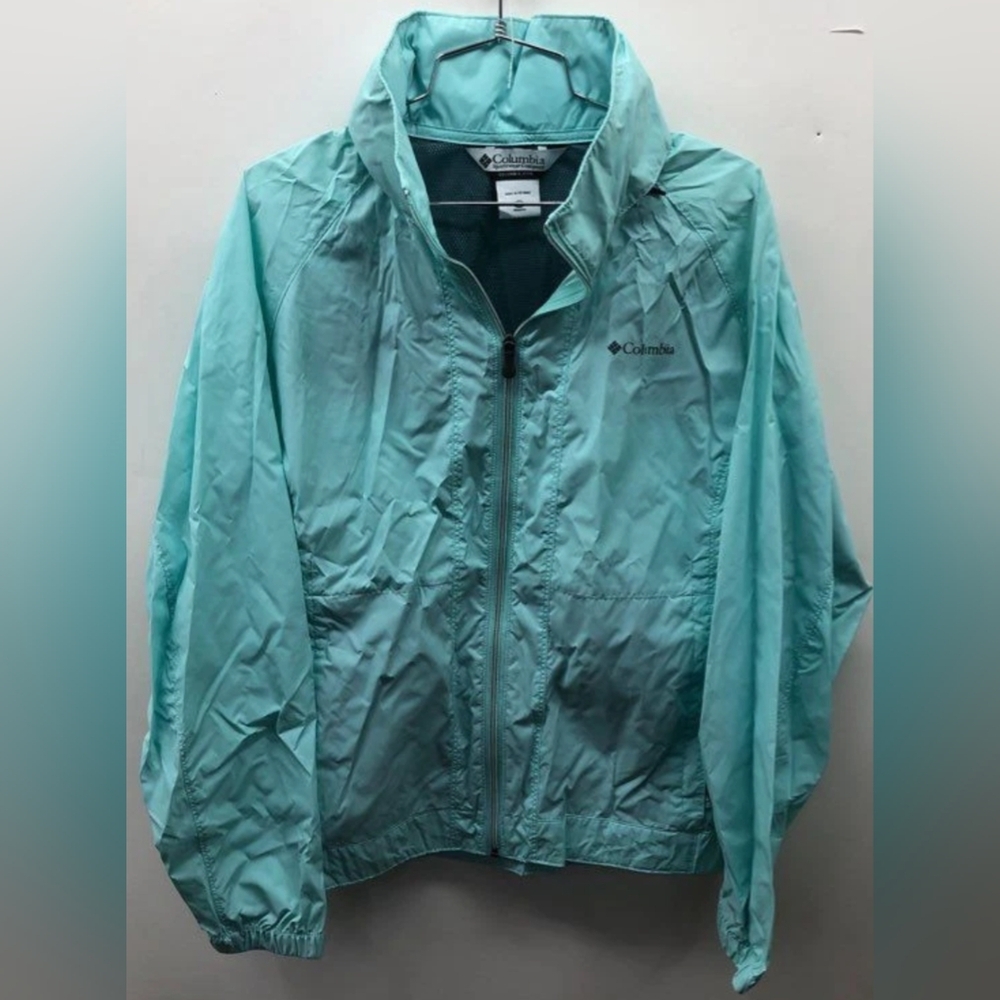 Columbia Full Zip Women's Windbreaker Packable Hidden Hood Size L New MSRP $54.9